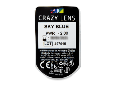 CRAZY LENS - Sky Blue - дневни с диоптър (2 лещи) - Преглед на блистер