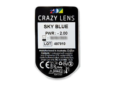 CRAZY LENS - Sky Blue - дневни с диоптър (2 лещи) - Преглед на блистер