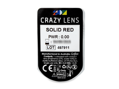 CRAZY LENS - Solid Red - дневни без диоптър (2 лещи) - Преглед на блистер