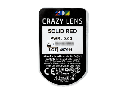 CRAZY LENS - Solid Red - дневни без диоптър (2 лещи) - Преглед на блистер