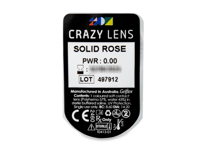 CRAZY LENS - Solid Rose - дневни без диоптър (2 лещи) - Преглед на блистер