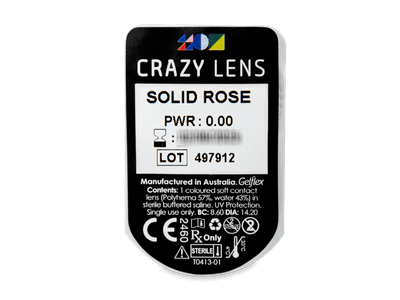 CRAZY LENS - Solid Rose - дневни без диоптър (2 лещи) - Преглед на блистер