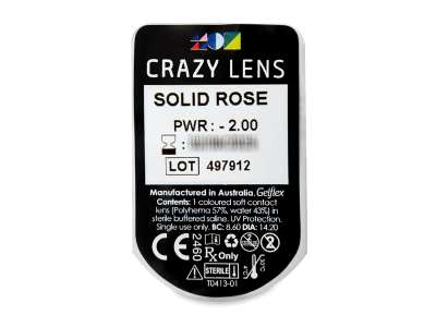CRAZY LENS - Solid Rose - дневни с диоптър (2 лещи) - Преглед на блистер