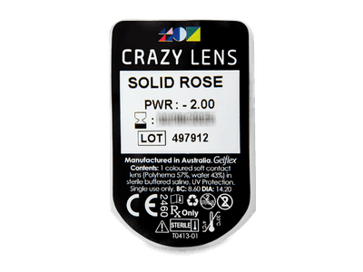 CRAZY LENS - Solid Rose - дневни с диоптър (2 лещи) - Преглед на блистер