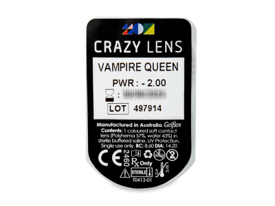CRAZY LENS - Vampire Queen - дневни с диоптър (2 лещи) - Преглед на блистер