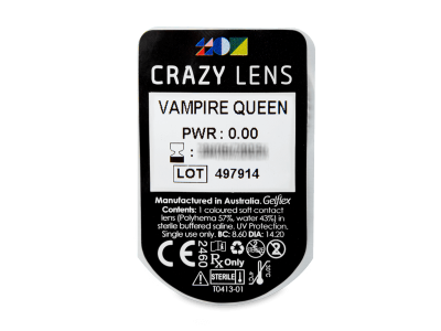 CRAZY LENS - Vampire Queen - дневни без диоптър (2 лещи) - Преглед на блистер