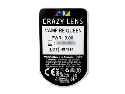 CRAZY LENS - Vampire Queen - дневни без диоптър (2 лещи) - Преглед на блистер