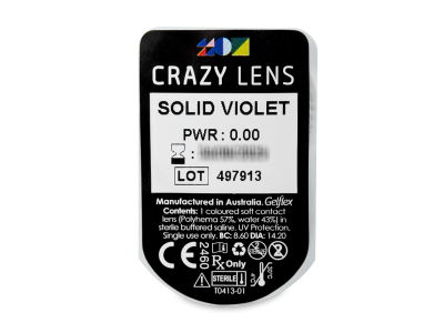 CRAZY LENS - Solid Violet - дневни без диоптър (2 лещи) - Преглед на блистер