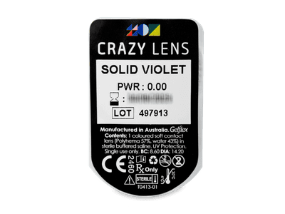 CRAZY LENS - Solid Violet - дневни без диоптър (2 лещи) - Преглед на блистер