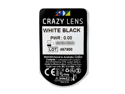 CRAZY LENS - White Black - дневни без диоптър (2 лещи) - Преглед на блистер