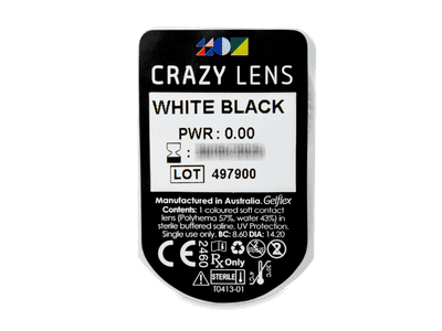 CRAZY LENS - White Black - дневни без диоптър (2 лещи) - Преглед на блистер