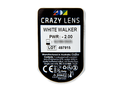 CRAZY LENS - White Walker - дневни с диоптър (2 лещи) - Преглед на блистер