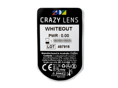 CRAZY LENS - WhiteOut - дневни без диоптър (2 лещи) - Преглед на блистер