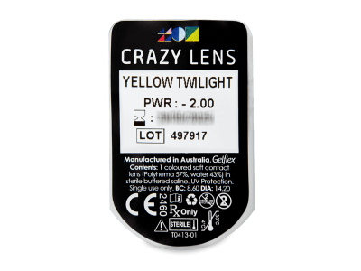 CRAZY LENS - Yellow Twilight - дневни с диоптър (2 лещи) - Преглед на блистер