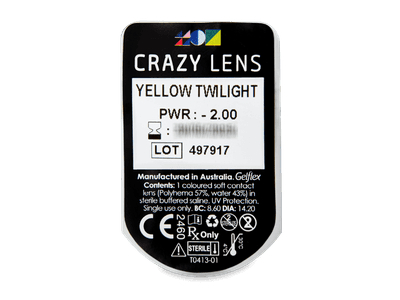 CRAZY LENS - Yellow Twilight - дневни с диоптър (2 лещи) - Преглед на блистер