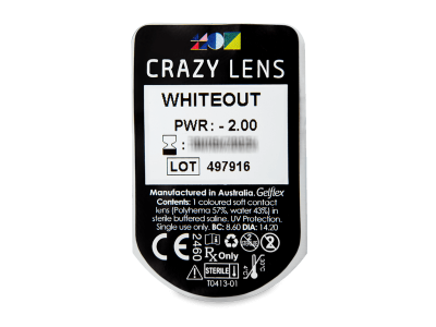 CRAZY LENS - WhiteOut - дневни с диоптър (2 лещи) - Преглед на блистер