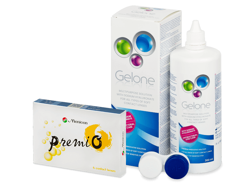 Menicon PremiO (6 лещи) + разтвор Gelone 360 ml - Пакет на оферта