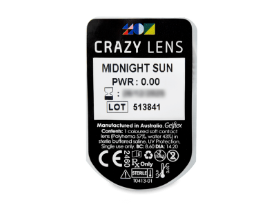 CRAZY LENS - Midnight Sun - дневни без диоптър (2 лещи) - Преглед на блистер