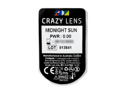 CRAZY LENS - Midnight Sun - дневни без диоптър (2 лещи) - Преглед на блистер