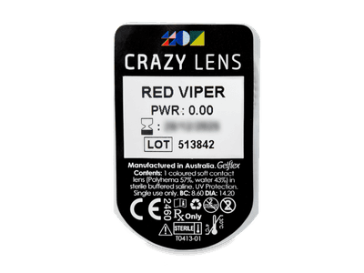 CRAZY LENS - Red Viper - дневни без диоптър (2 лещи) - Преглед на блистер