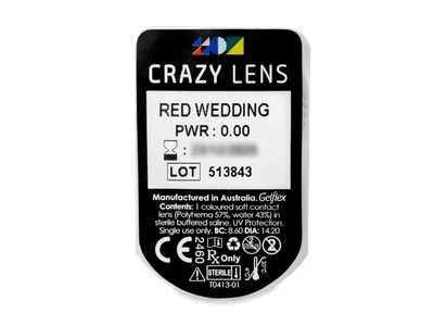 CRAZY LENS - Red Wedding - дневни без диоптър (2 лещи) - Преглед на блистер