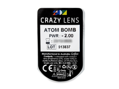 CRAZY LENS - Atom Bomb - дневни с диоптър (2 лещи) - Преглед на блистер