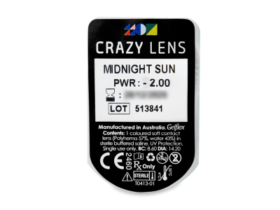 CRAZY LENS - Midnight Sun - дневни с диоптър (2 лещи) - Преглед на блистер