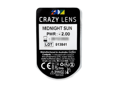 CRAZY LENS - Midnight Sun - дневни с диоптър (2 лещи) - Преглед на блистер