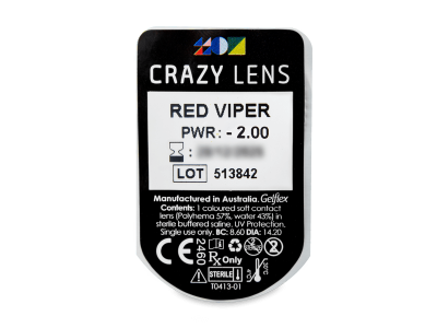 CRAZY LENS - Red Viper - дневни с диоптър (2 лещи) - Преглед на блистер