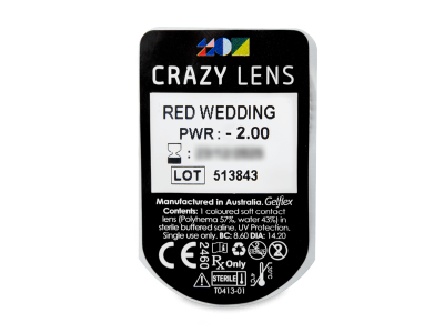 CRAZY LENS - Red Wedding - дневни с диоптър (2 лещи) - Преглед на блистер