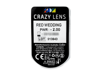 CRAZY LENS - Red Wedding - дневни с диоптър (2 лещи) - Преглед на блистер