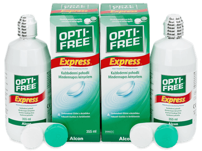 Разтвор OPTI-FREE Express 2 x 355 ml с контейнерче - Икономичен пакет два разтвора