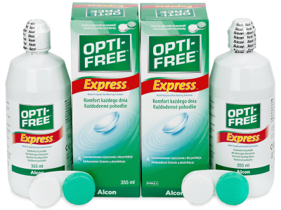 Разтвор OPTI-FREE Express 2 x 355 ml с контейнерче  - Икономичен пакет два разтвора