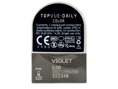 TopVue Daily Color - Violet - дневни без диоптър (2 лещи) - Преглед на блистер