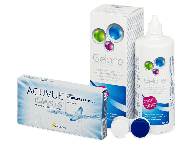 Acuvue Oasys (6 лещи) + разтвор Gelone 360 ml - Пакет на оферта