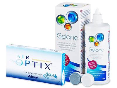 Air Optix Aqua (6 лещи) + разтвор Gelone 360 ml - По-старт дизайн
