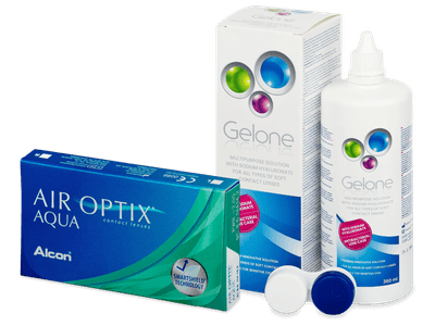 Air Optix Aqua (6 лещи) + разтвор Gelone 360 ml