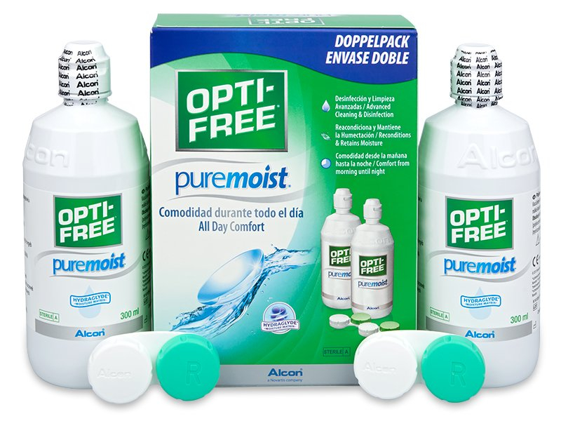 Разтвор Opti-Free PureMoist 2 x 300 ml  - Икономичен пакет два разтвора