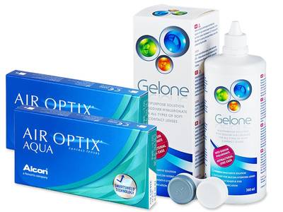 Air Optix Aqua (2x3 лещи) + разтвор Gelone 360 мл.