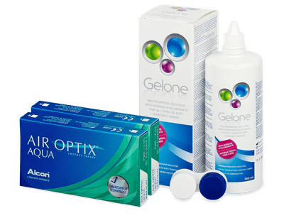 Air Optix Aqua (2x3 лещи) + разтвор Gelone 360 ml - По-старт дизайн