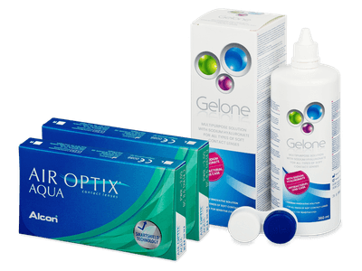 Air Optix Aqua (2x3 лещи) + разтвор Gelone 360 ml
